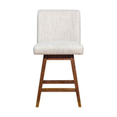 26" Beige And Brown Solid Wood Swivel Bar Height Bar Chair